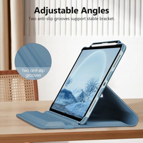 Leather Case For iPad A16 Air 11, 13 inch M3 2025 Flip Stand Cover 360° Rotating - Picture 5 of 19