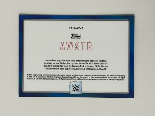 2025 Topps Chrome WWE The Miz R-Truth AWSTR TAG Teams - Awesome Truth - Picture 2 of 2