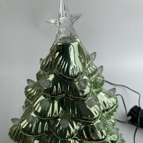 Mr. Christmas Green Nostalgic LED Light Up Holiday Ceramic Tree Metallic Green - Picture 3 of 9