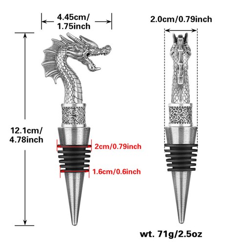2-in-1 Dragon Head Wine Stopper Beer Bottle Stoppers for Wine Champagne for Men - Picture 2 of 15