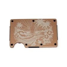Rose Gold Custom Emgraved In USA Hawaiian Sunset Slim Wallet, RFID Blocking