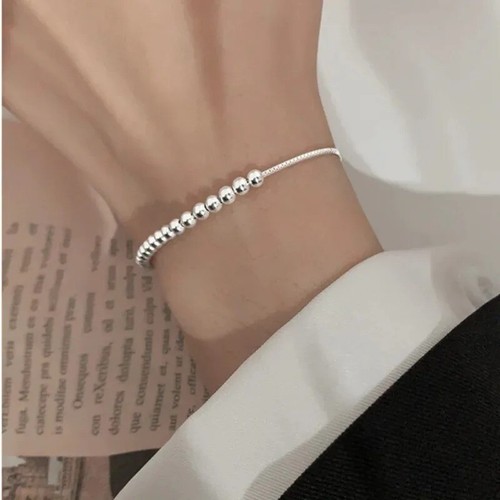 Pulsera ajustable con cuentas de plata de ley 925 para mujer. - Imagen 2 de 6