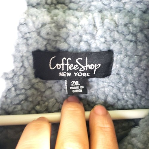 Women's Coffee Shop New York NWT Vintage Blue Fleece Button Up Jacket SZ XXL/2XL - Picture 10 of 10