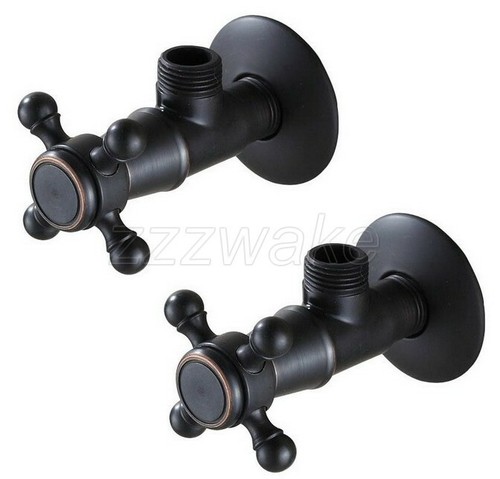 Válvula de parada angular para grifo de baño de latón frotado con aceite negro 1/2" macho Zav001 2 piezas - Imagen 5 de 5