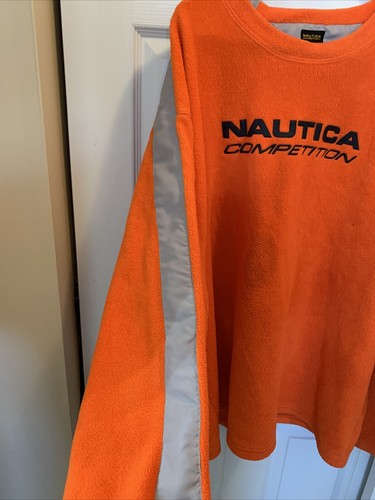 VINTAGE Nautica Competition Sweater Mens XXL Crewneck Orange Fleece Pullover - Picture 6 of 8