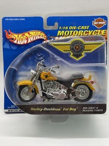 Vintage Mattel Hot Wheels Harley-davidson Fat Boy Motorcycle 88422 Die-cast 1 18