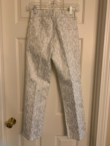 Express Womens size 2 Jeans White Silver Snakeskin High Rise Straight Crop NWT - Picture 4 of 7