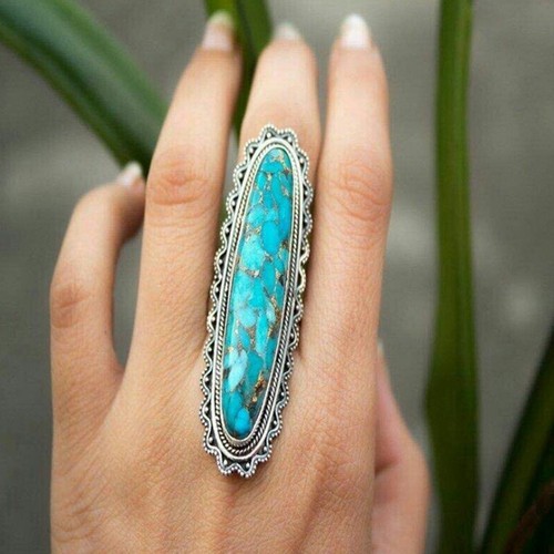 Gift Size 6-10 Vintage Indian Style Gorgeous Blue Turquoise Elegant Fashion - Picture 12 of 16