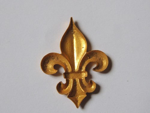 Ancien Ornement Applique fleurs de Lys métal doré restauration cadre meuble 3,7c - Picture 2 of 2
