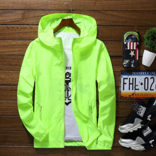 Men's Waterproof Rain Jacket Hooded Breathable Lightweight Windbreaker Outwear - Picture 12 of 18
