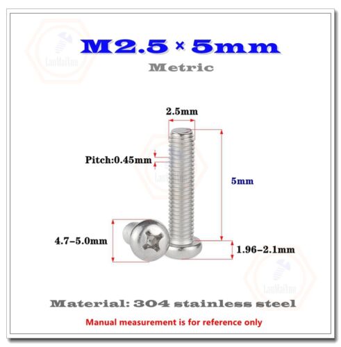 Mini micro tornillos pequeños con cabeza de sartén Phillips de acero inoxidable M2.5 304 - Imagen 7 de 15