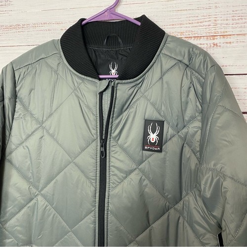 Spyder Tea Leaf active gray full zip size small quilted Bomber jacket NWT - Picture 4 of 9