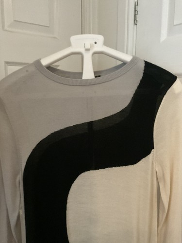 Marimekko Uniqlo Knit Dress Size M Black Grey Cream Pattern Long Sleeve Wool Mix - Picture 2 of 10