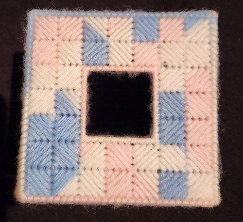 Handmade Canvas Knit Tissue Box Cover 4.5" x 4.5" x 5" 7 Colors/ Designs Avail - Picture 13 of 26