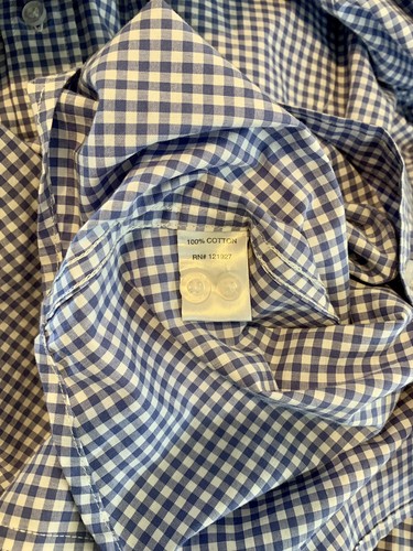 Johnnie-O Hangin' Out Baumwolle blau kariert Knopf Langarm Hemd Herren XL - Bild 4 von 6