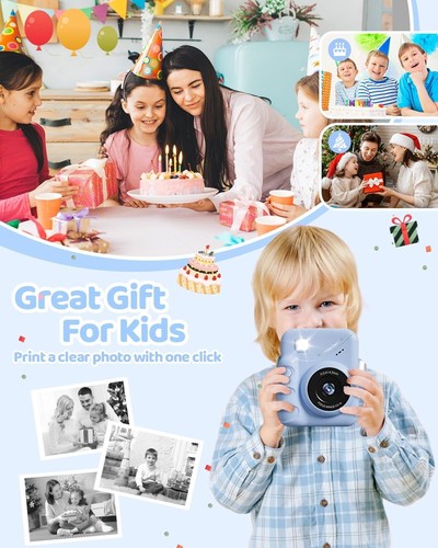Kids Camera Instant Print for Girls Ages 3-14, 3-inch HD Screen Camera for Kids - Picture 6 of 7