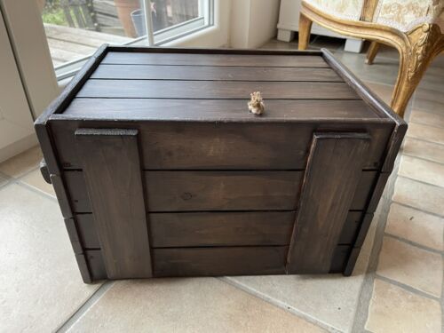 Alte Holztruhe Holzkiste Truhe Aufbewahrungs-Box Holz Landhaus Shabby Nähkasten - Bild 2 von 9