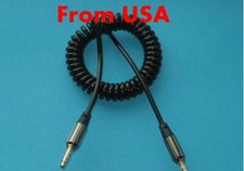 3 Pack 47 inch 47" Coiled 3.5mm TRRS 4-Pole Stereo Male/Male Black Audio Cable
