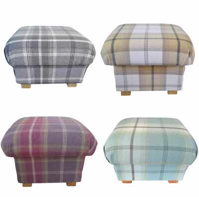 Hocker mit Stauraum Pouffs Balmoral Tartan Stoff Karo Kariert Schottisch Ocker