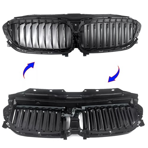 For BMW G30 2017-20 Black+Chrome Front Upper Radiator Grille Active Air Shutter - Bild 3 von 15