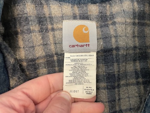 Vintage Carhartt Denim Blanket Lined Trucker Jacket 2XLT Blue USA Made J11DST - Picture 6 of 9