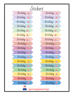 Planner Sticker Planner Agenda colors stickers Birthday Sticker Sheets