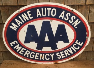 Porcelain Look AAA Emergency Service 10/" x 7/" Reproduction Metal Sign