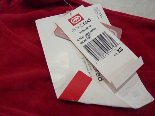 Y2K VINTAGE NEW ECKORED  SIZE XS  VELOUR RUBY RED JUMPSUIT FRONT ZIPPER HOODIE - Picture 3 of 14