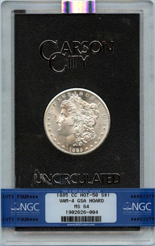 1885-CC HOT-50 Morgan Dollar VAM-4 GSA HOARD S$1 NGC MS64