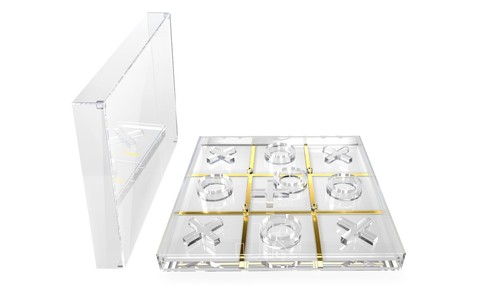Luxury Acrylic Noughts and Crosses -Tic Tac Toe - X and O Board Game Gold/Silver - Picture 20 of 28