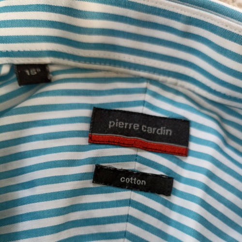 Pierre Cardin Turquoise Striped Dress Shirt, Size 15" VGC - Picture 4 of 6