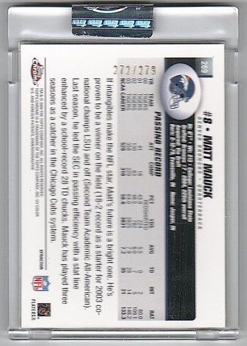 2004 Topps Chrome Gold Xfractor Uncirculated #269 Matt Mauck Rookie #/279 - Picture 2 of 2
