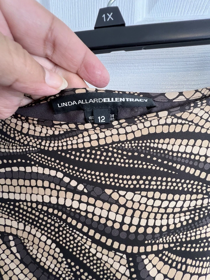 Linda Ballard ELLEN TRACY 100% Silk Patterned Skirt-Professional Dressy-12 - Image 4 of 4