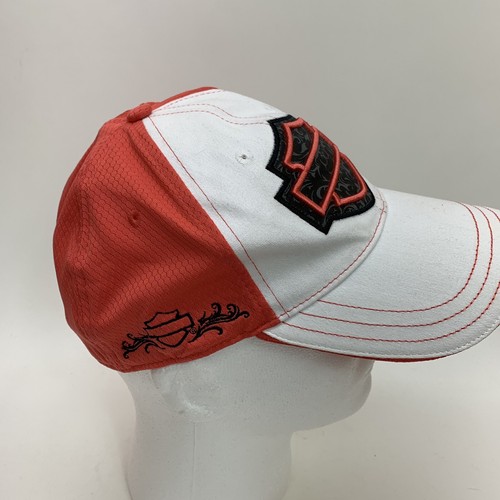 Sombrero para mujer Harley Davidson calce elástico rosa blanco gorra oficial ligero flexible - Imagen 2 de 5