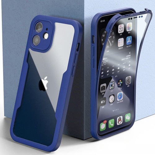 Clear Case für iPhone 15 14 Pro Max 13 12 11 XR 360° Full Screen Schutz Hülle