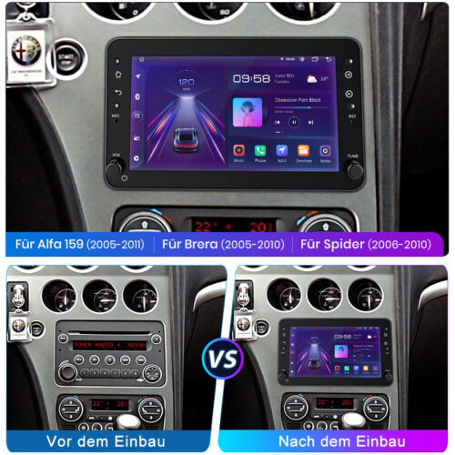 Autoradio DAB+ Android 13 Carplay GPS Für Alfa Romeo 159 Sportwagen Brera Spider - Bild 4 von 12