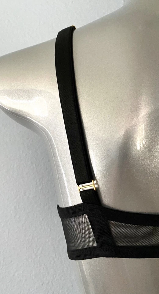 Victoria's Secret Nwt Very Sexy Sheer Banded Strappy Black Unlined Balconet Bra - Image 3 of 3