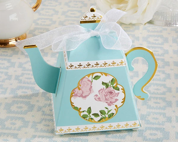 Tetera caprichosa para la hora del té en forma de boda novia ducha cajas de regalos paquete de 24 Foto 2 de 2