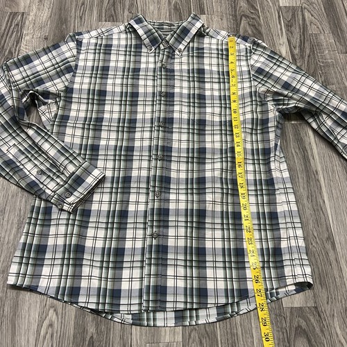 EDDIE BAUER Classic Fit Button Down Green & Gray Plaid Dress Shirt Men's Size L - Picture 4 of 8