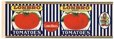 ORIGINAL CAN LABEL 1920S VINTAGE  LONBRO WESTOVER MARYLAND LONG BROTHERS
