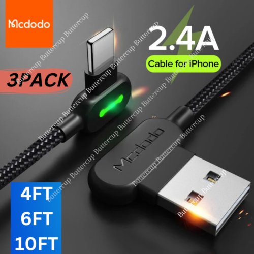 3 Pack Mcdodo 90 Degree Elbow USB Cable Charger Cord For iPhone 11 12 13 14 Pro - Picture 11 of 11