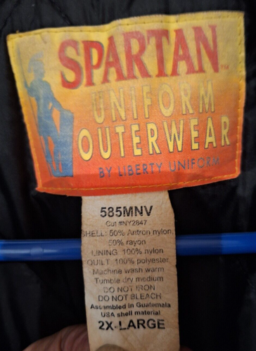 Spartan Uniform Outerwear by Liberty Uniform Coat 2XL Blue Zippered Sides Weapon - Picture 8 of 14