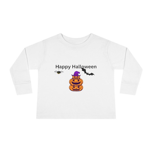 Happy Halloween Pumpkin Toddler Unisex Long Sleeve Tee - Picture 6 of 19