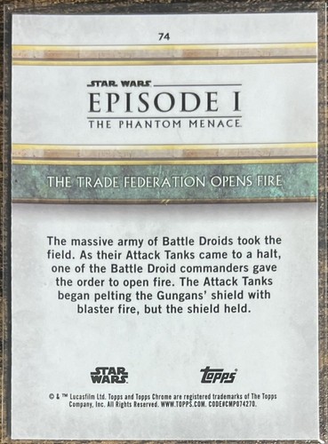 2024 Topps Chrome Sapphire Star Wars: The Phantom Menace Trade Federation #74 - Bild 2 von 2