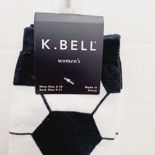 Calcetines K. Bell Crew Mujeres Niño Fútbol Fútbol Negro Blanco Pelota Portero NUEVOS CON ETIQUETAS NUEVOS - Imagen 4 de 9
