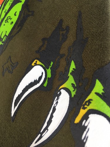 Joe Boxer Crewneck Sweatshirt XL 14-16 Sweater With Roaring Dinosaur Olive Green - Picture 9 of 9