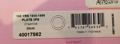 Royal Albert 100 Years 1950-1990 Plate Set 8" Multicolor 5 Piece #40017562 - Picture 9 of 9