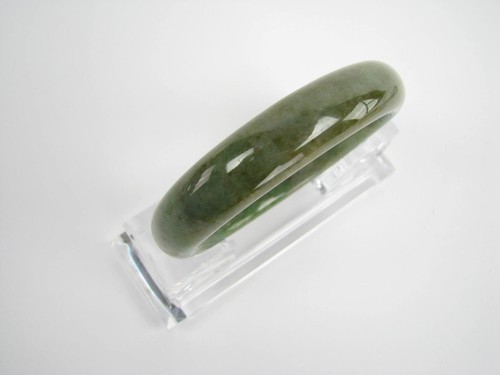 Genuine Natural Variegated Jade Round Eternity Bangle 58 mm #1011 - Picture 3 of 10