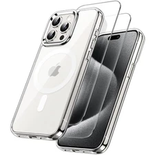 3 in 1 Magnetic Case for iPhone 15 Pro Max with 2 Pack Screen Protectors