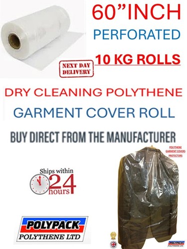 POLYETHYLEN KLEIDUNGSSCHUTZROLLE 60" TROPFEN, 80G 10KG CA. 242 BEUTEL, HERGESTELLT IN UK - Bild 1 von 7